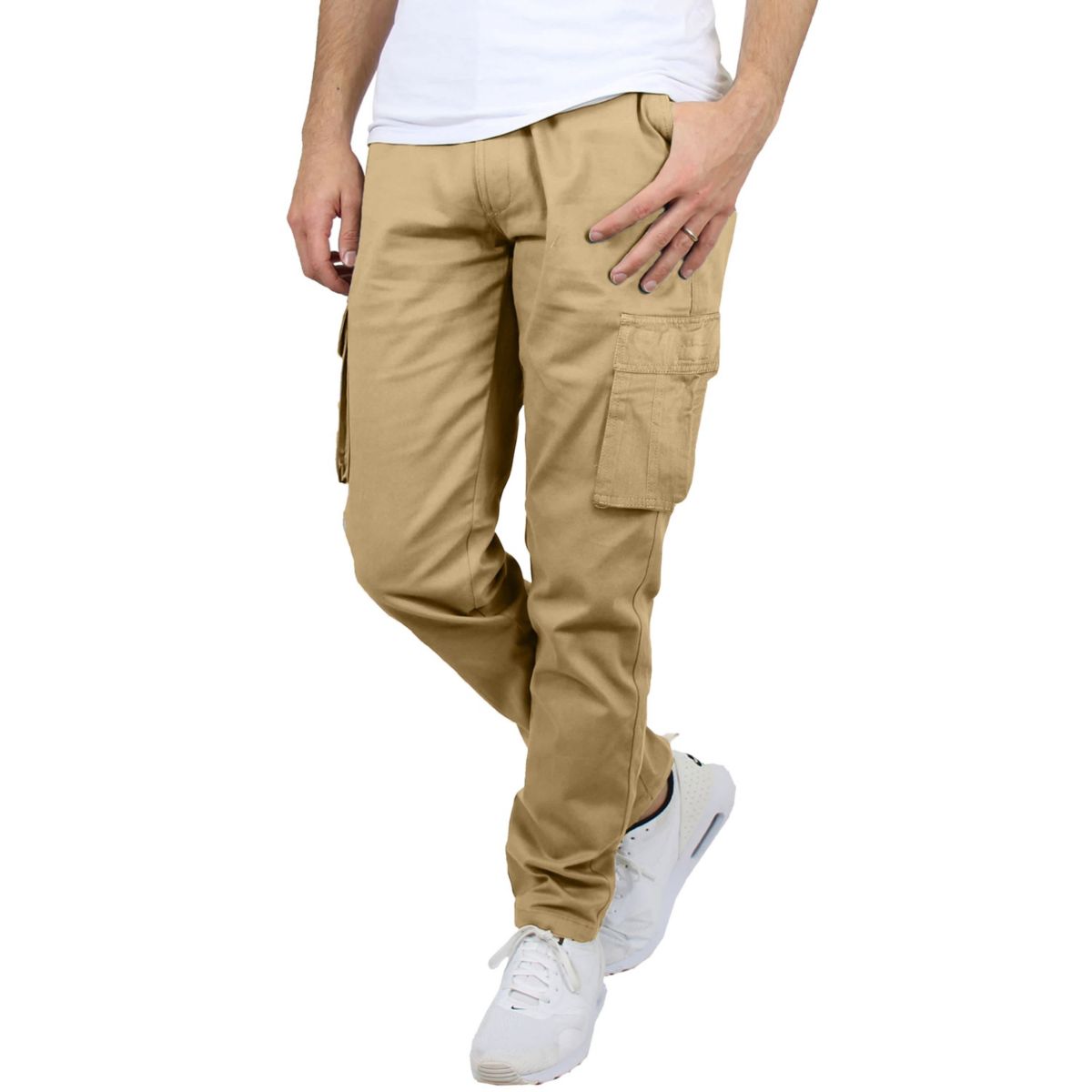 Mens Flex-Stretch Cotton Cargo Pants, 31-Inch Inseam - Comfortable and Durable- 3 Pack