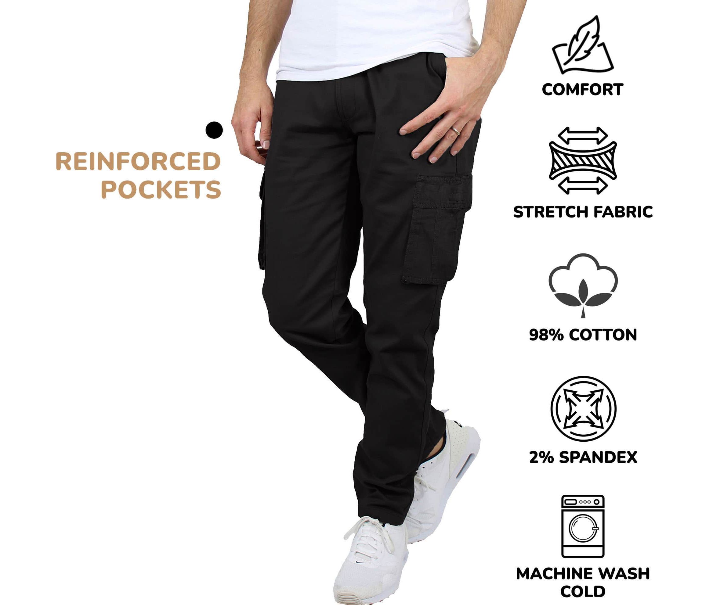 Mens Flex-Stretch Cotton Cargo Pants, 31-Inch Inseam - Comfortable and Durable