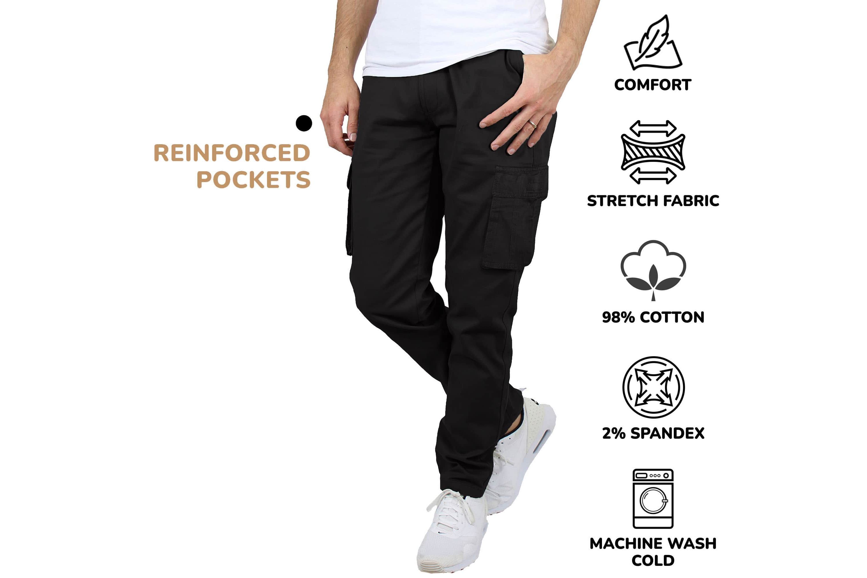 Mens Flex-Stretch Cotton Cargo Pants, 31-Inch Inseam - Comfortable and Durable