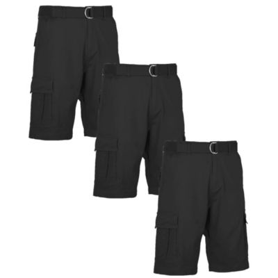 Blu Rock Men's Modern Fit Cotton Flex Stretch Cargo Shorts With Belt- 3 Pack, 38