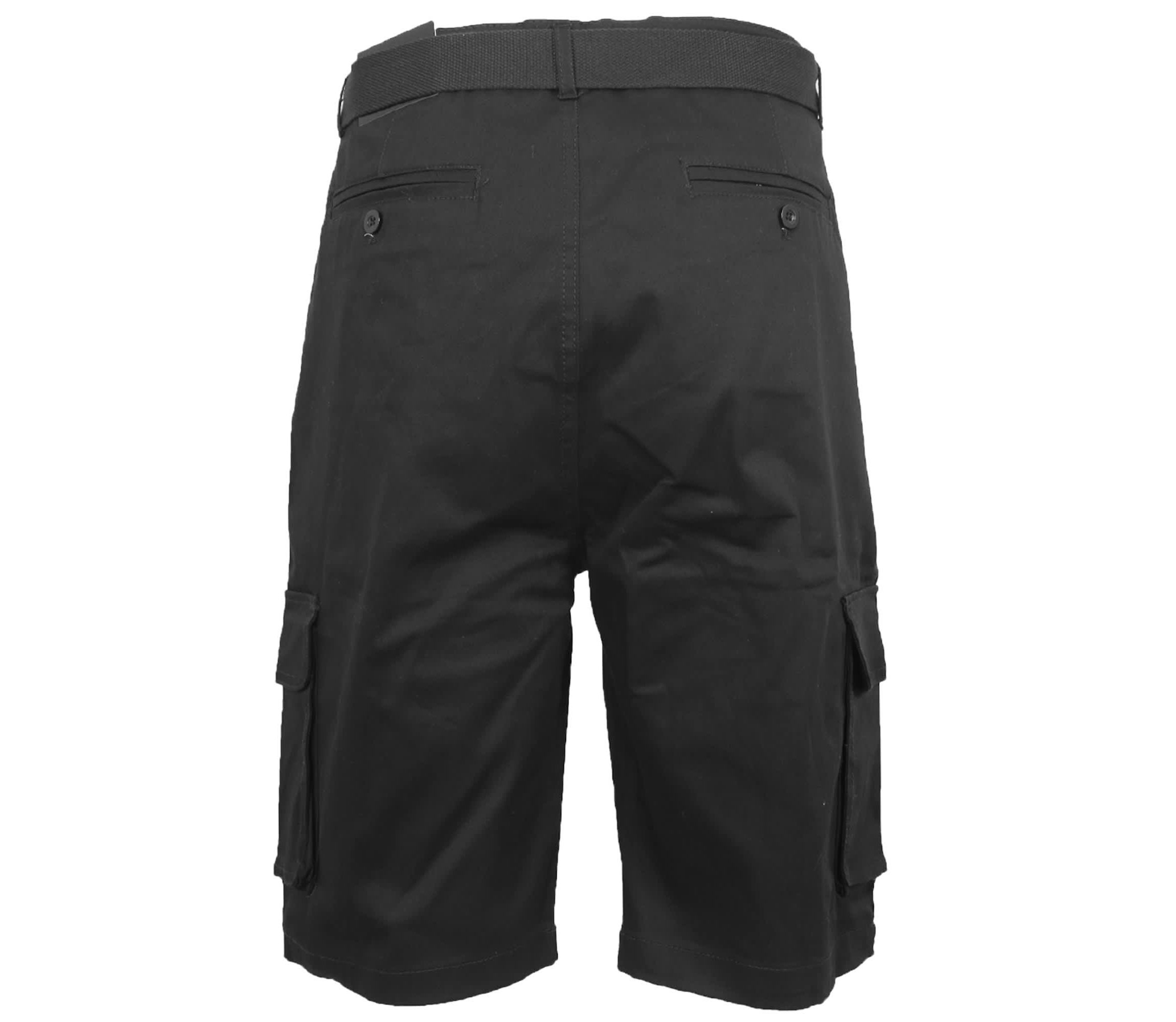 Blu Rock Mens Modern Fit  Cotton Flex Stretch Cargo Shorts With Belt