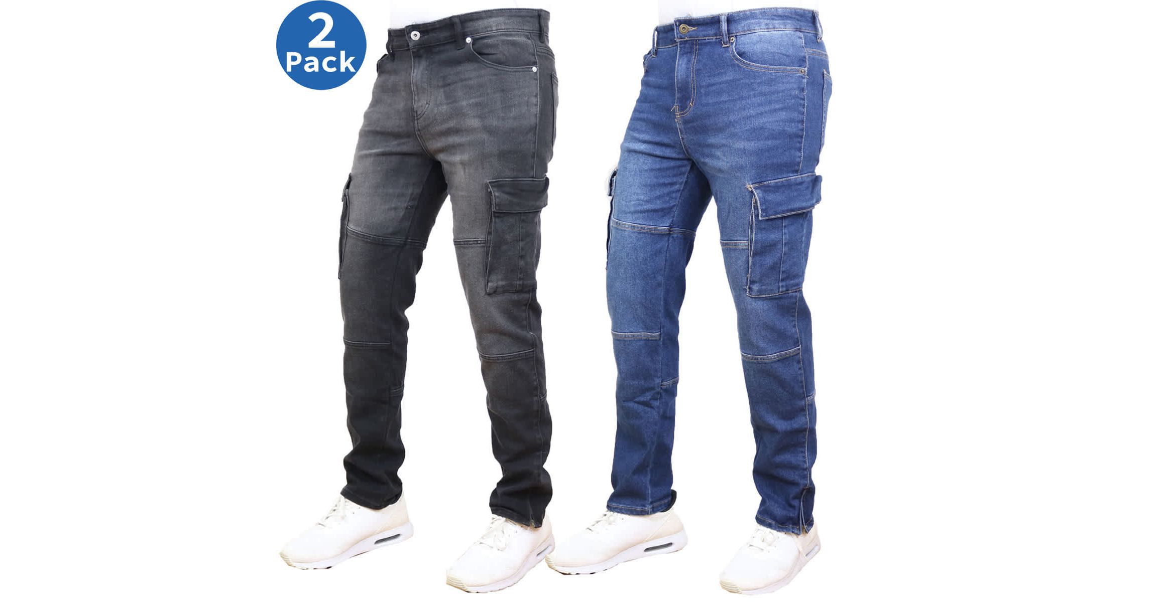Blue Ice Mens Stretch Cargo Pocket Jeans-2 Pack
