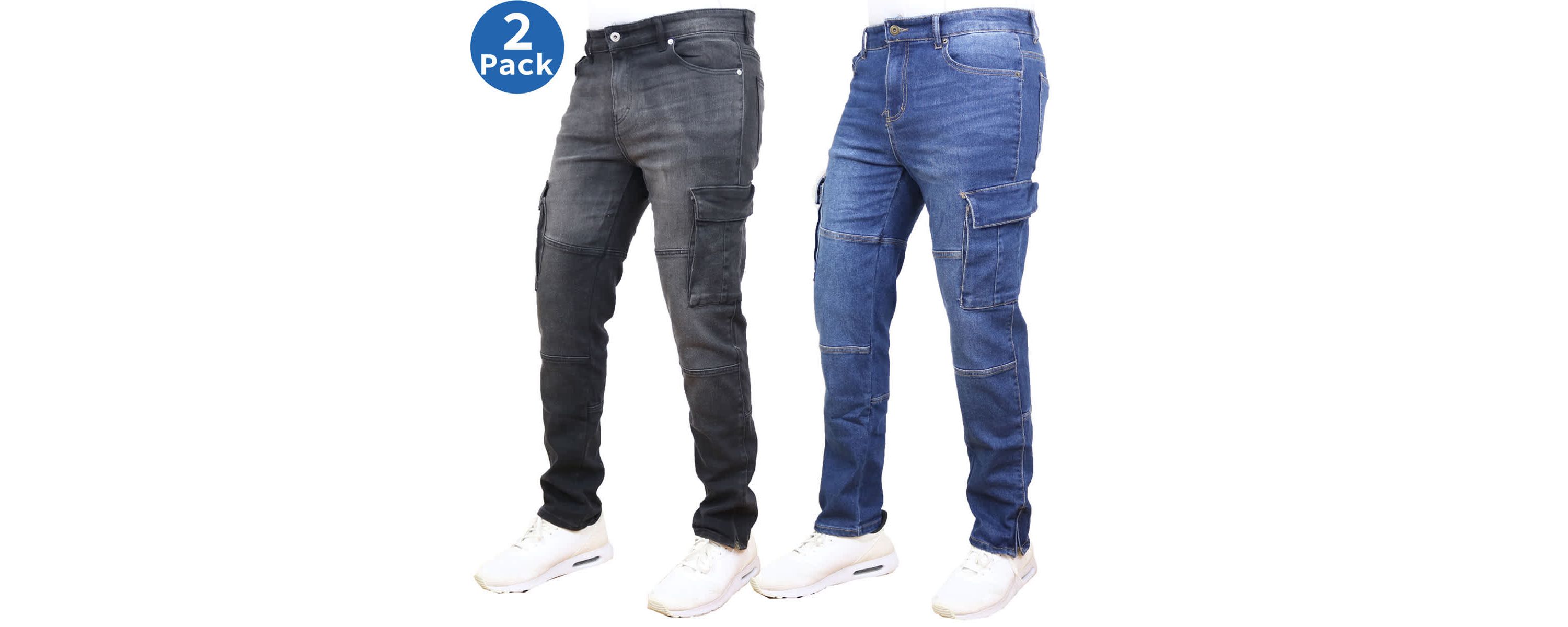 Blue Ice Mens Stretch Cargo Pocket Jeans-2 Pack