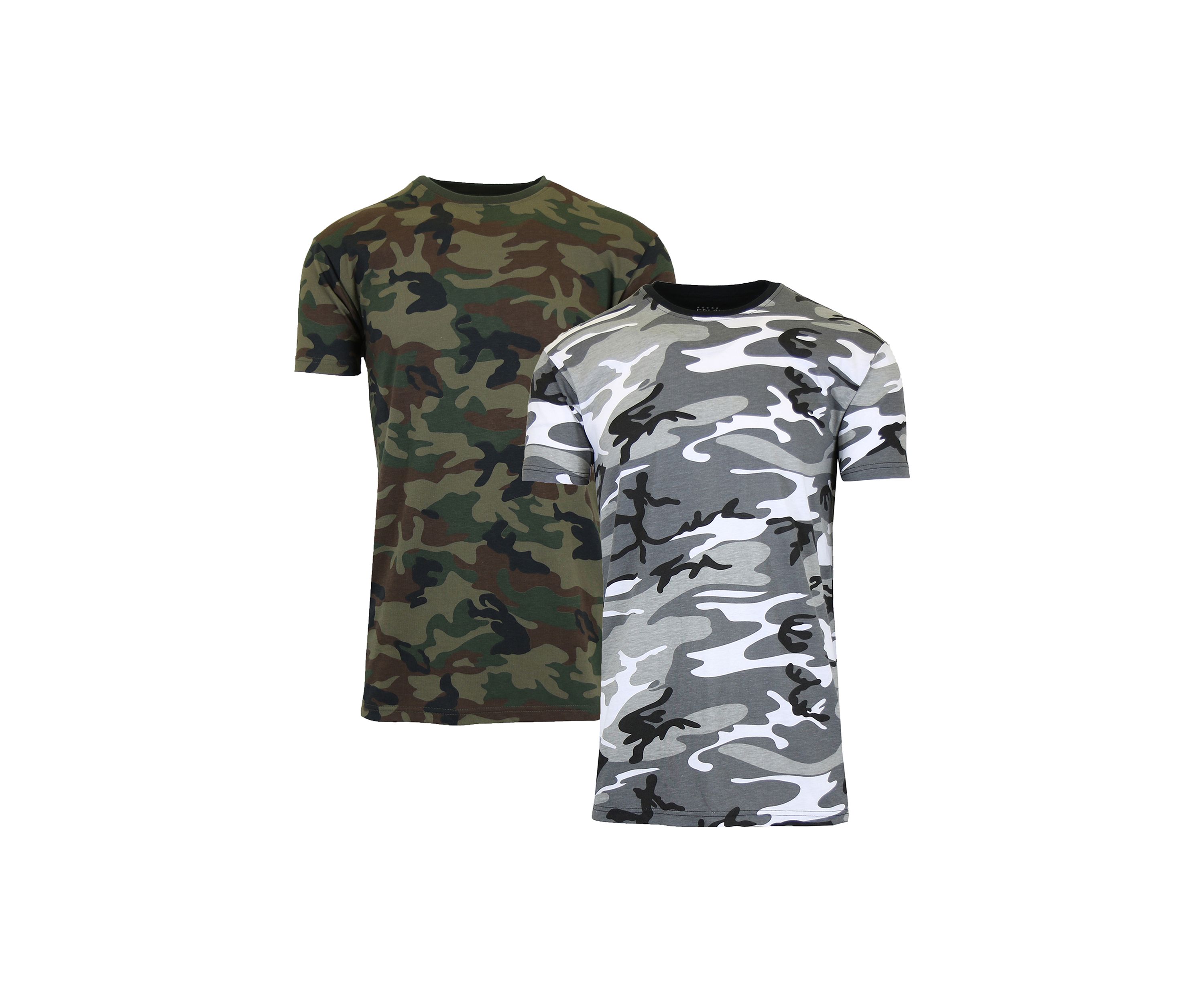 Mens Short Sleeve Crew Neck Camo Printed T-Shirt -2 Pack