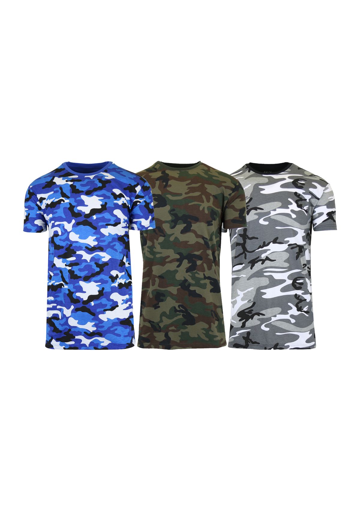 Mens Short Sleeve Crew Neck Camo Printed T-Shirt - 3 Pack