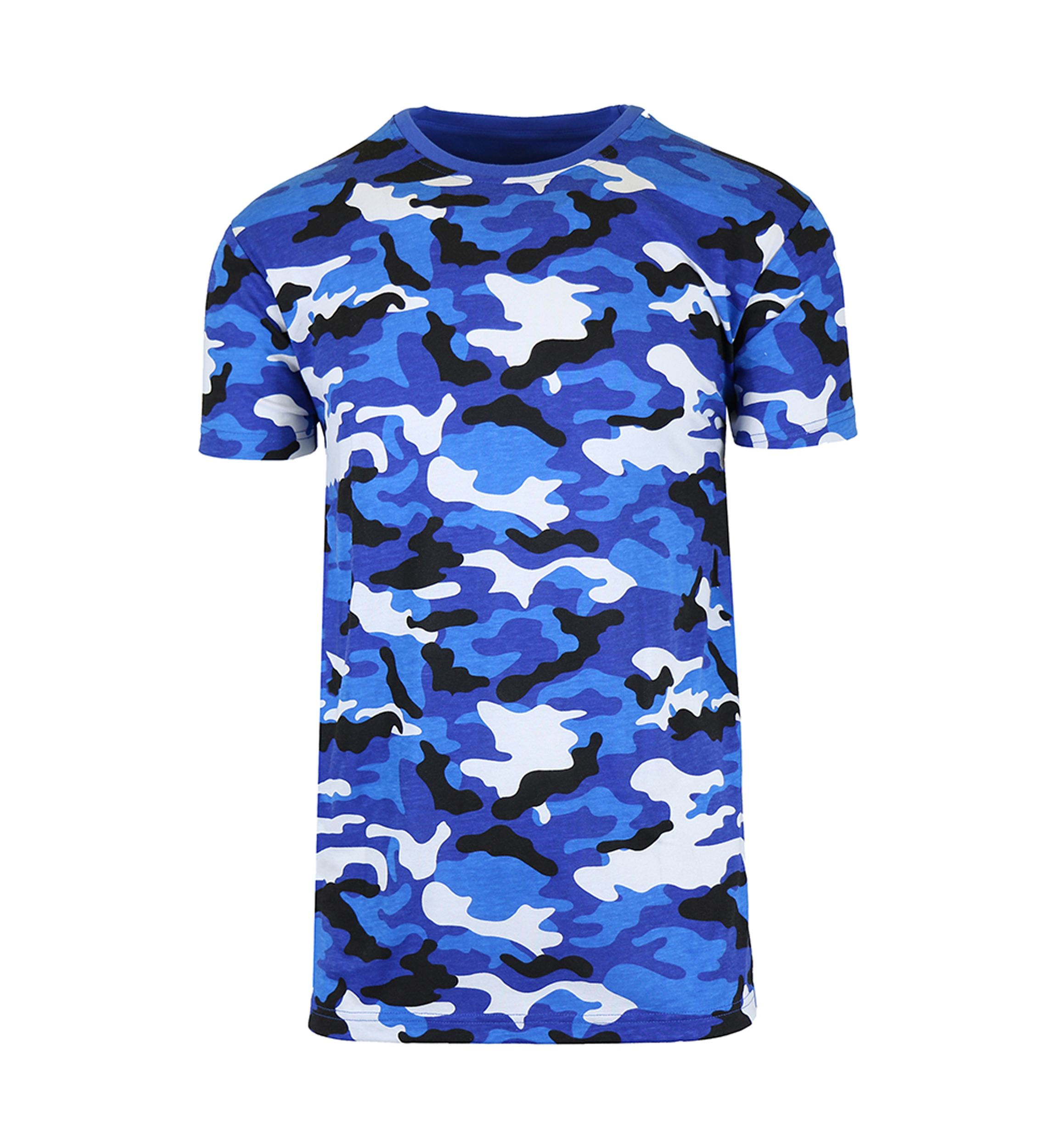 Mens Short Sleeve Crew Neck Camo Printed T-Shirt