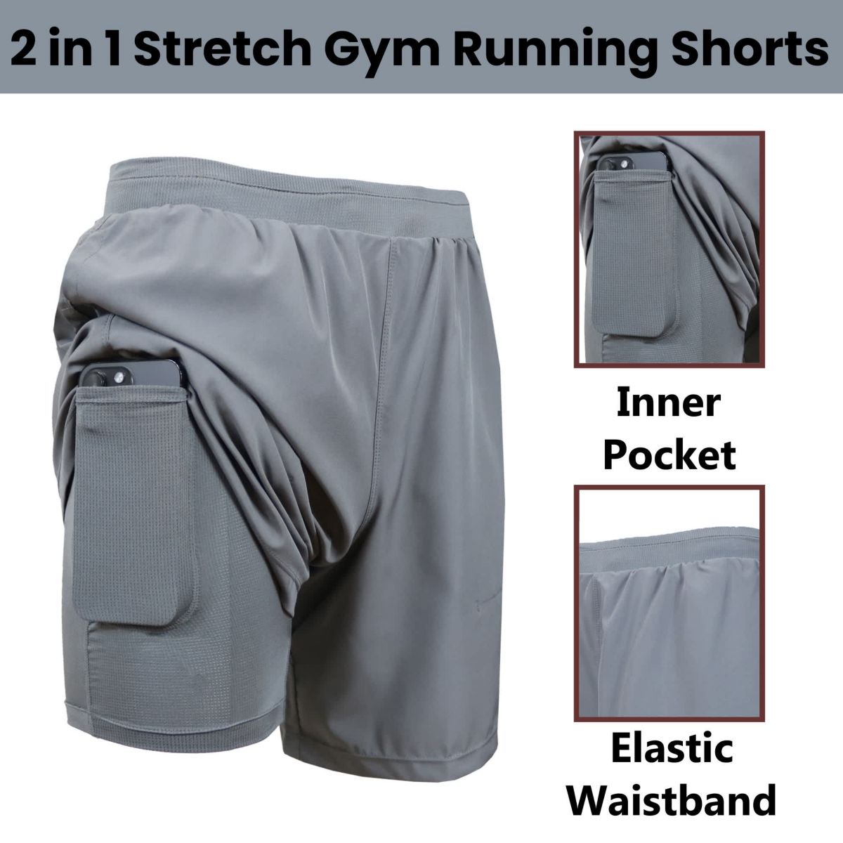 Jump Start Men’s 6-Pocket All Motion Stretch Utility Shorts