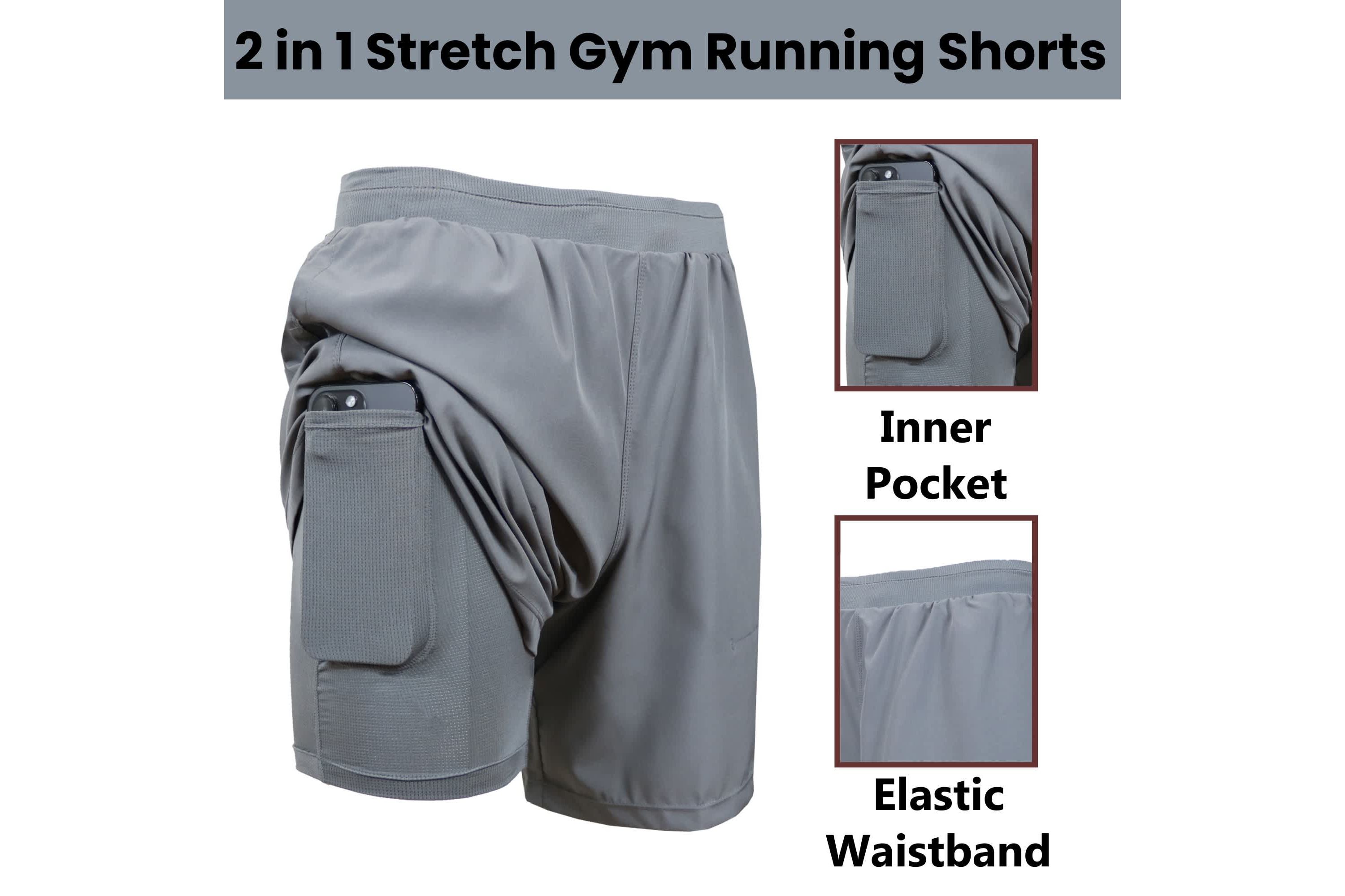 Jump Start Men’s 6-Pocket All Motion Stretch Utility Shorts