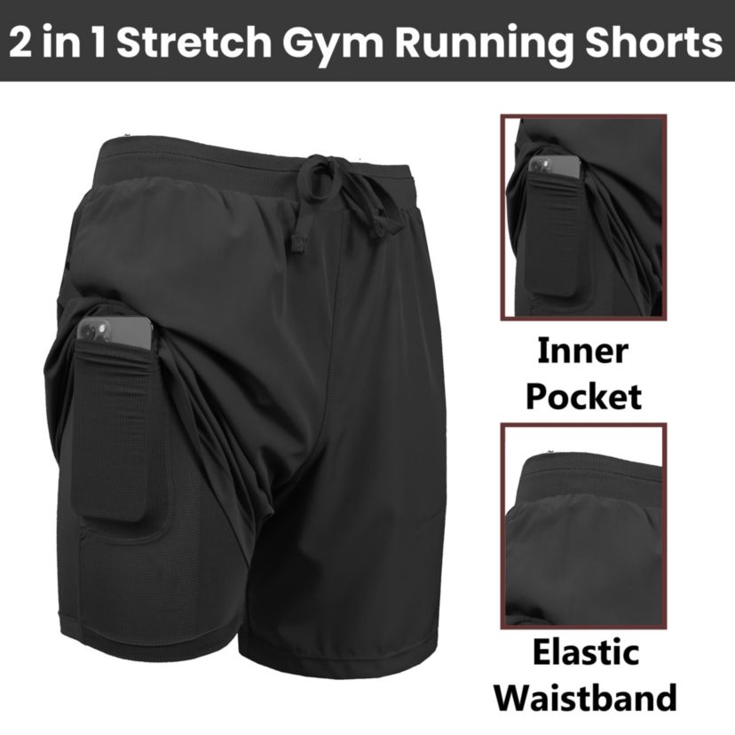 Jump Start Men’s 6-Pocket All Motion Stretch Utility Shorts