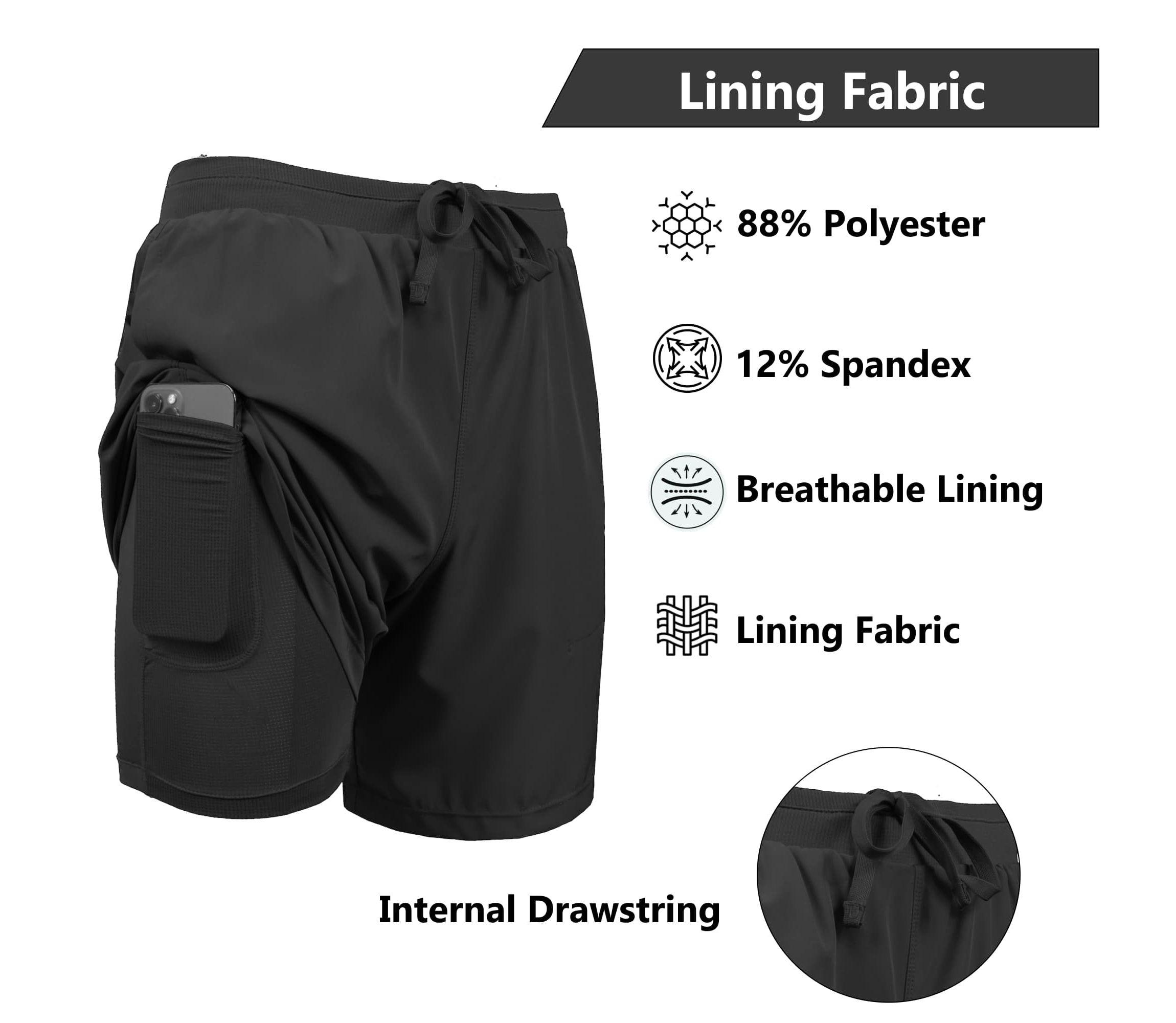 Jump Start Men’s 6-Pocket All Motion Stretch Utility Shorts