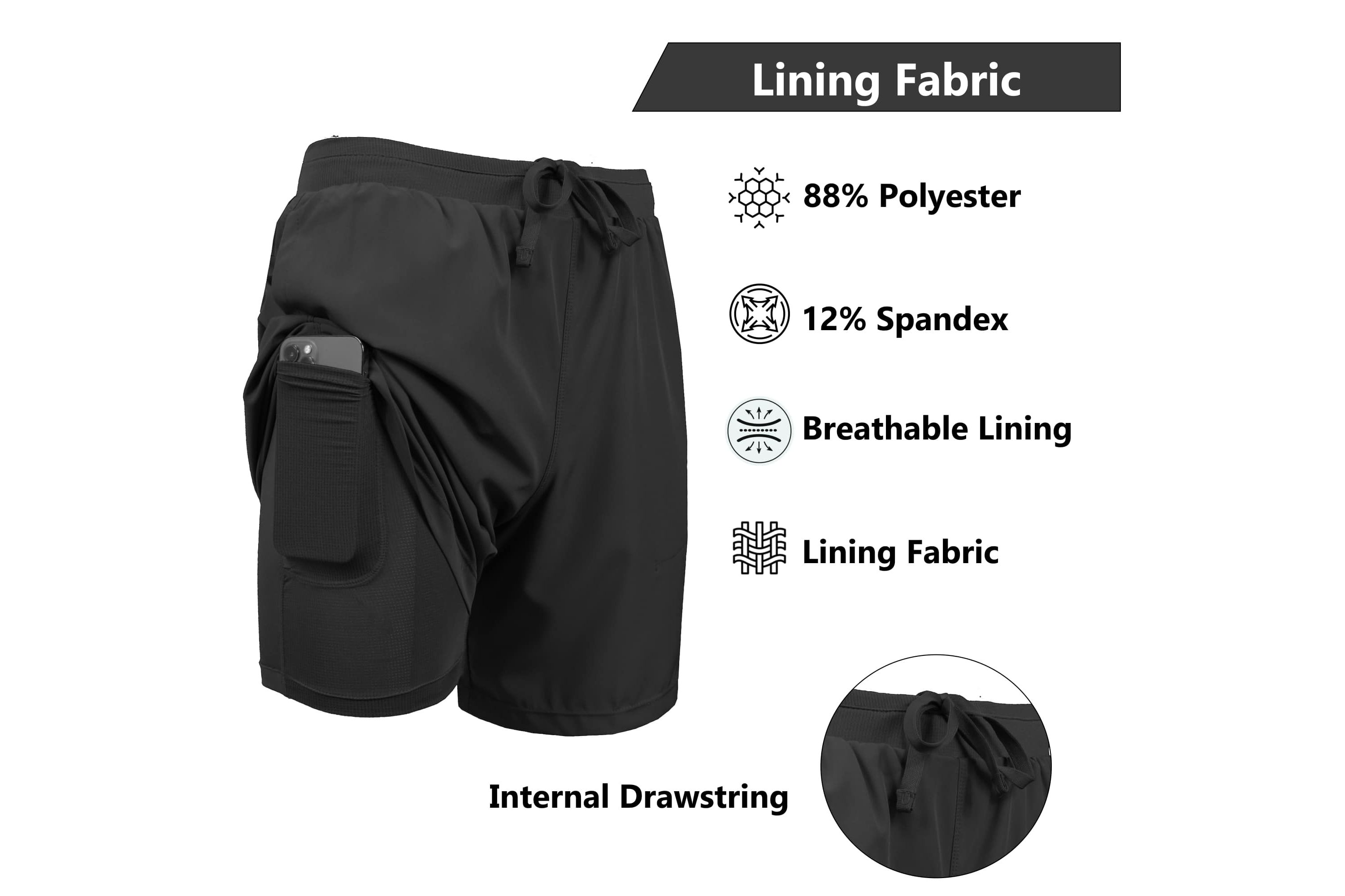 Jump Start Men’s 6-Pocket All Motion Stretch Utility Shorts