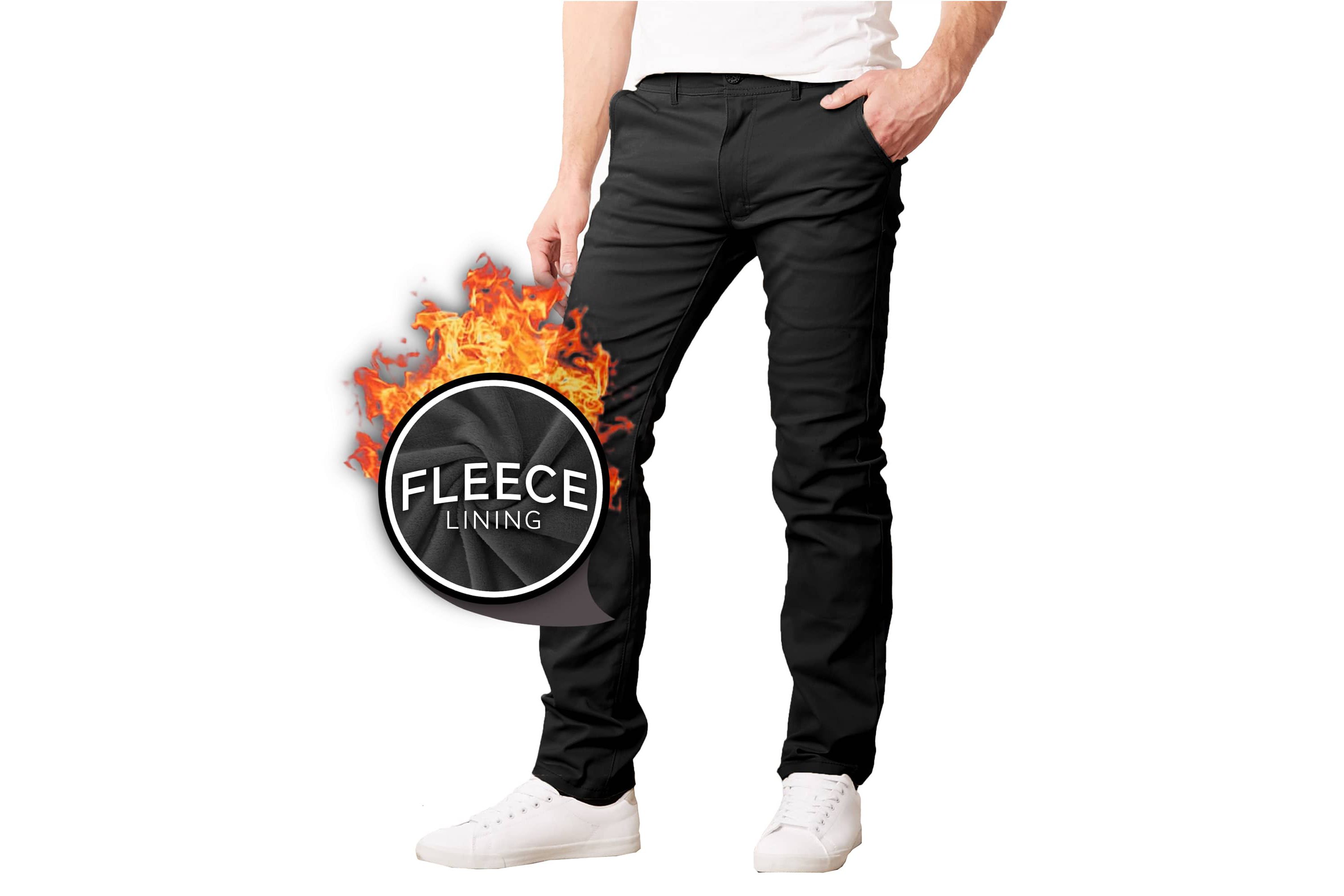 JumpStart Men’s Slim Fit  Heavyweight Fleece-Lined Stretch Chino Uniform Work Pants