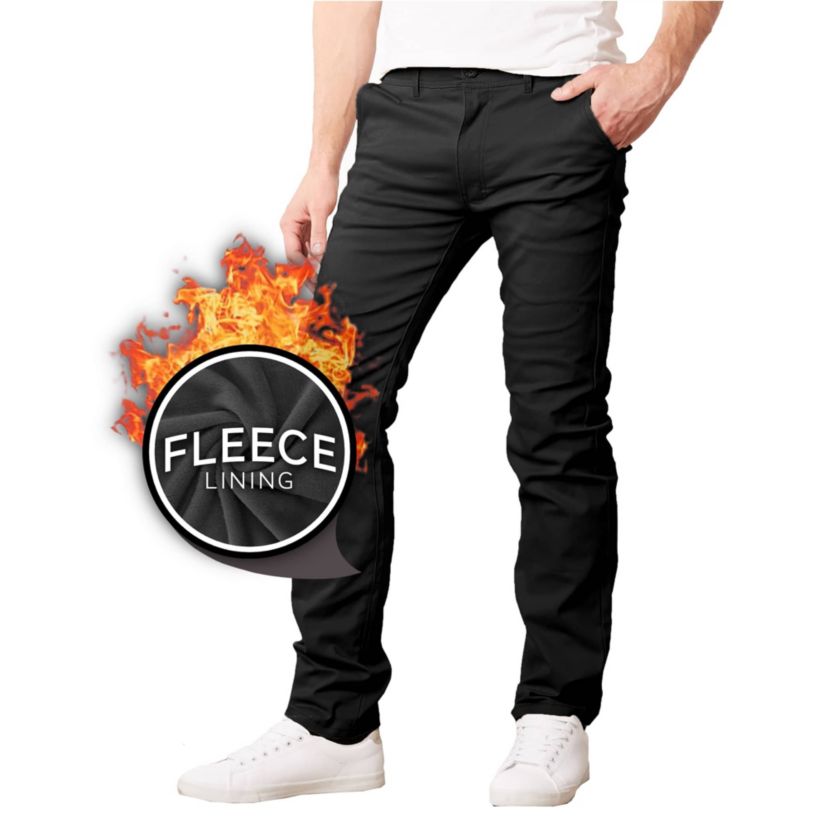 JumpStart Men’s Slim Fit  Heavyweight Fleece-Lined Stretch Chino Uniform Work Pants