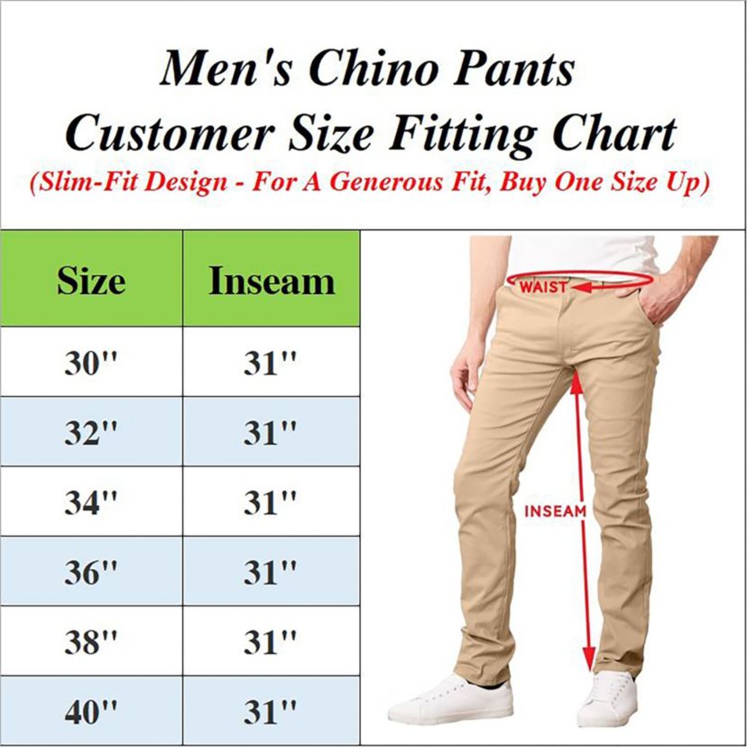 JumpStart Men’s Slim Fit  Heavyweight Fleece-Lined Stretch Chino Uniform Work Pants -2 Pack