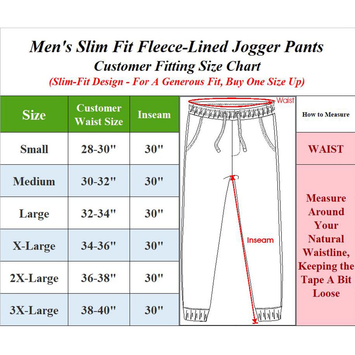 Mens Slim Fit Fleece Lined Joggers -3 Pack