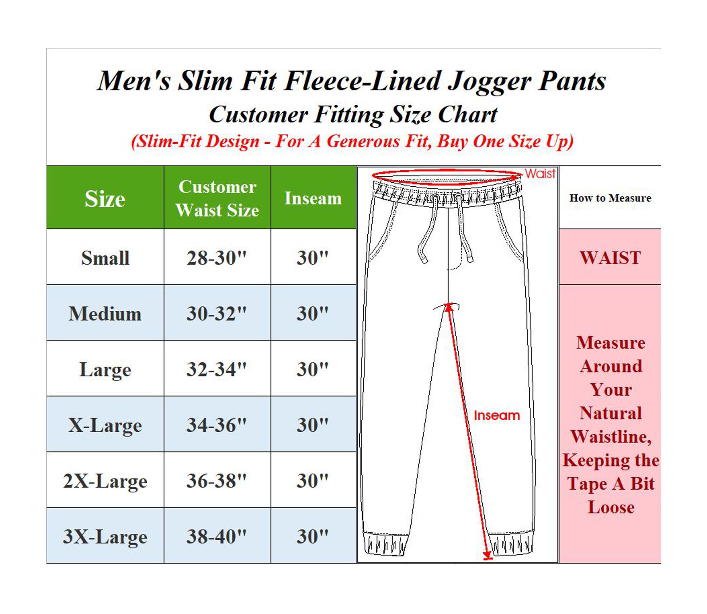 Mens Slim Fit Fleece Lined Joggers