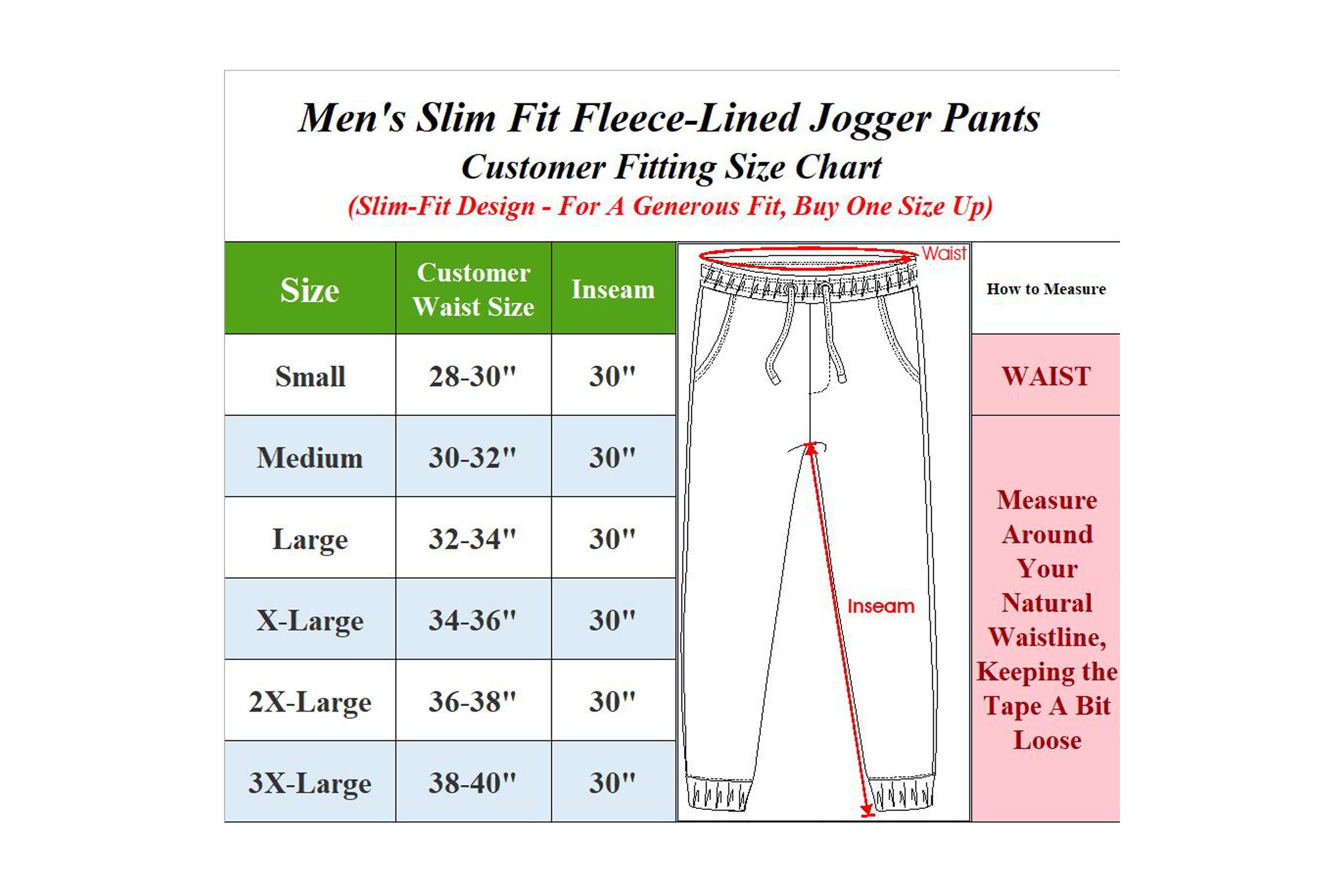 Mens Slim Fit Fleece Lined Joggers