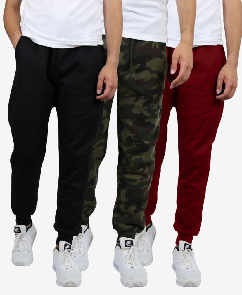 Galaxy By Harvic Mens Slim Fit Heavyweight Classic Fleece Jogger Sweatpants- 3 Pack