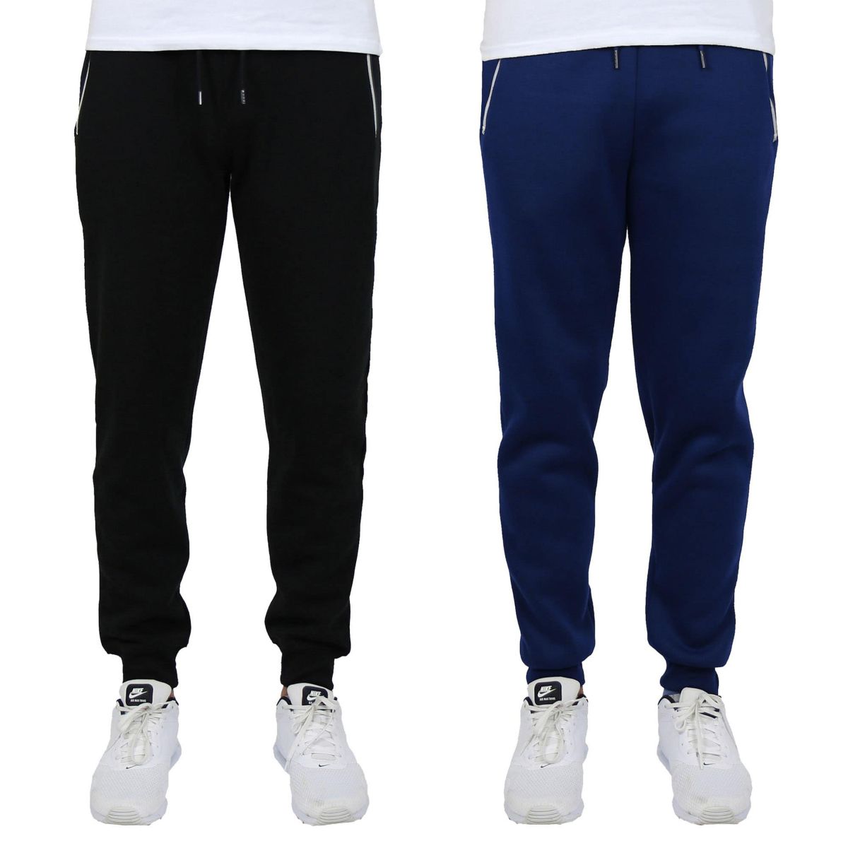 Blue Ice  Mens Fleece-Lined Jogger Sweatpants With Zipper Pockets-2 Pack