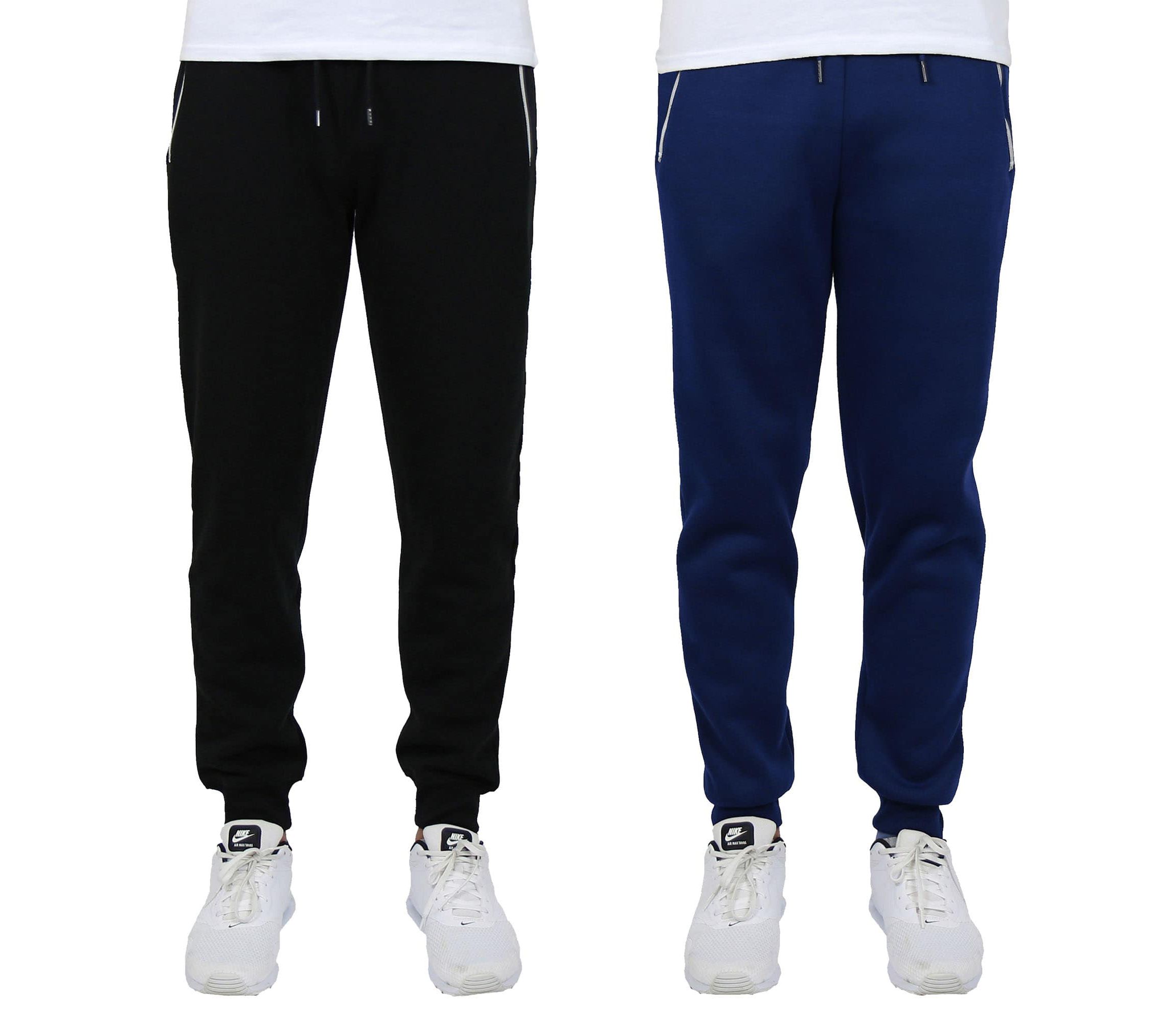 Blue Ice  Mens Fleece-Lined Jogger Sweatpants With Zipper Pockets-2 Pack