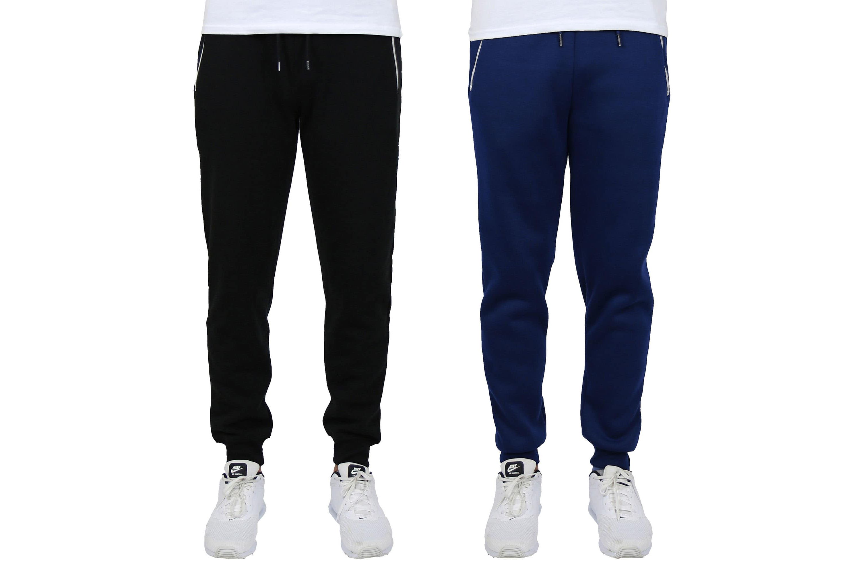 Blue Ice  Mens Fleece-Lined Jogger Sweatpants With Zipper Pockets-2 Pack