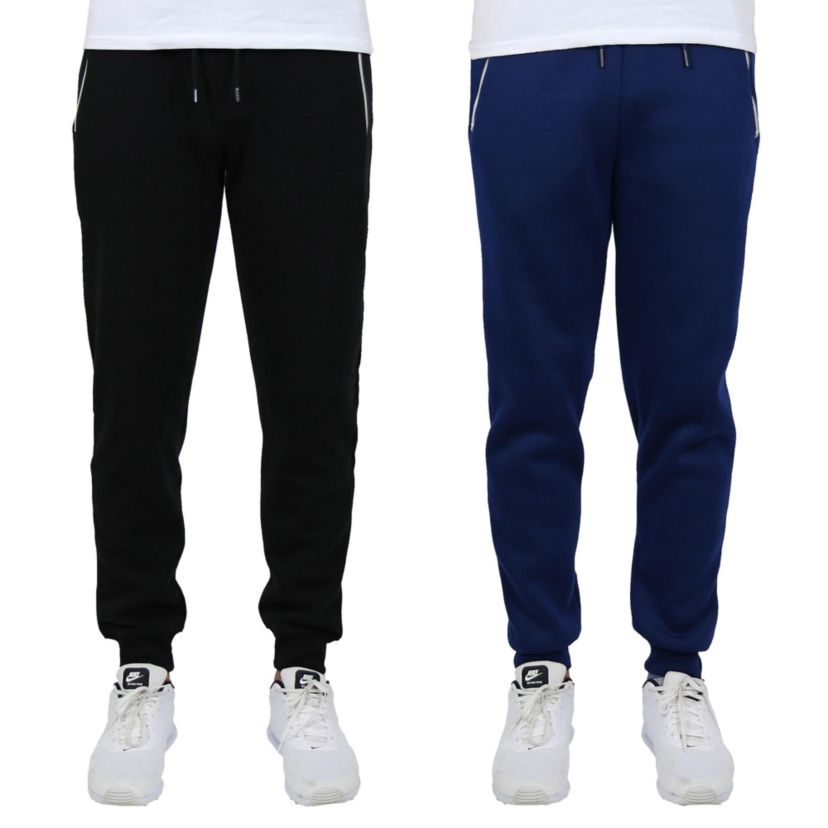 Blue Ice  Mens Fleece-Lined Jogger Sweatpants With Zipper Pockets-2 Pack
