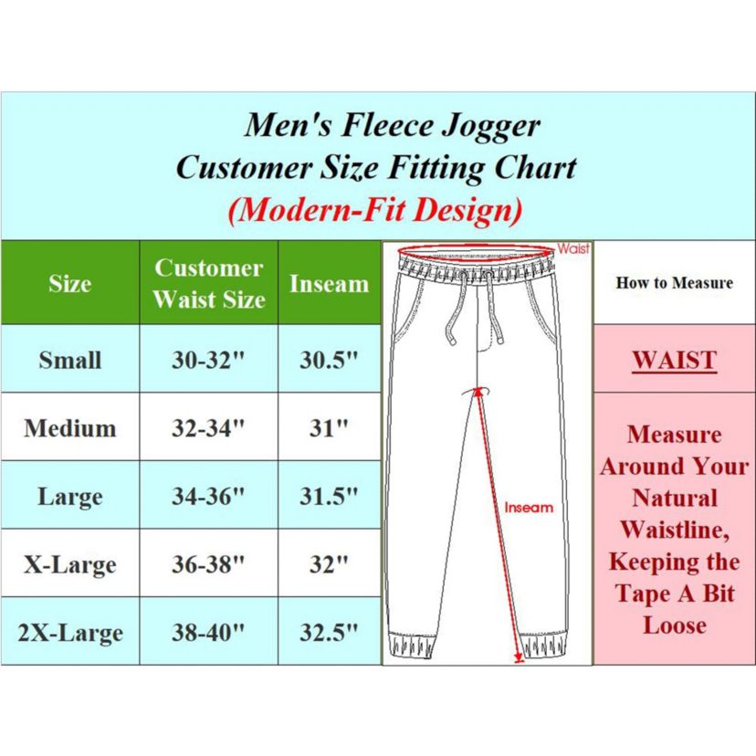 Mens Fleece Jogger Sweatpants With Zipper Side Pockets- 3 Pack