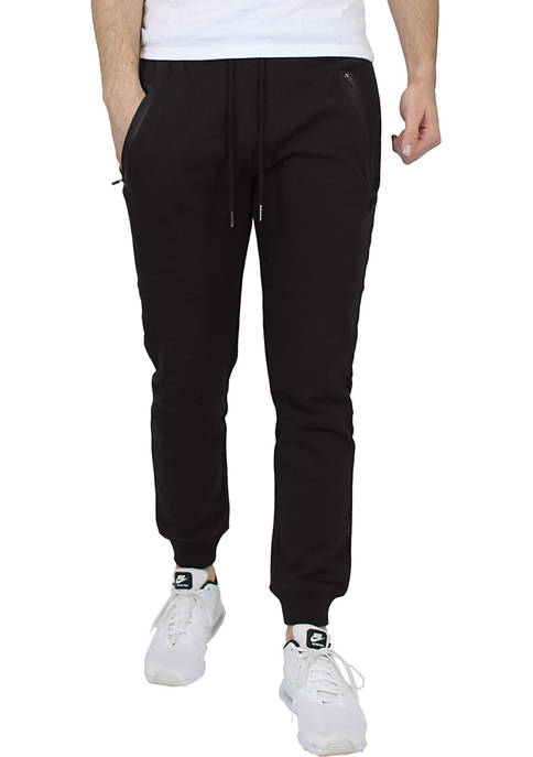 Mens Heavyweight Slim-Fit Fleece Joggers with Waterproof Zipper Pockets