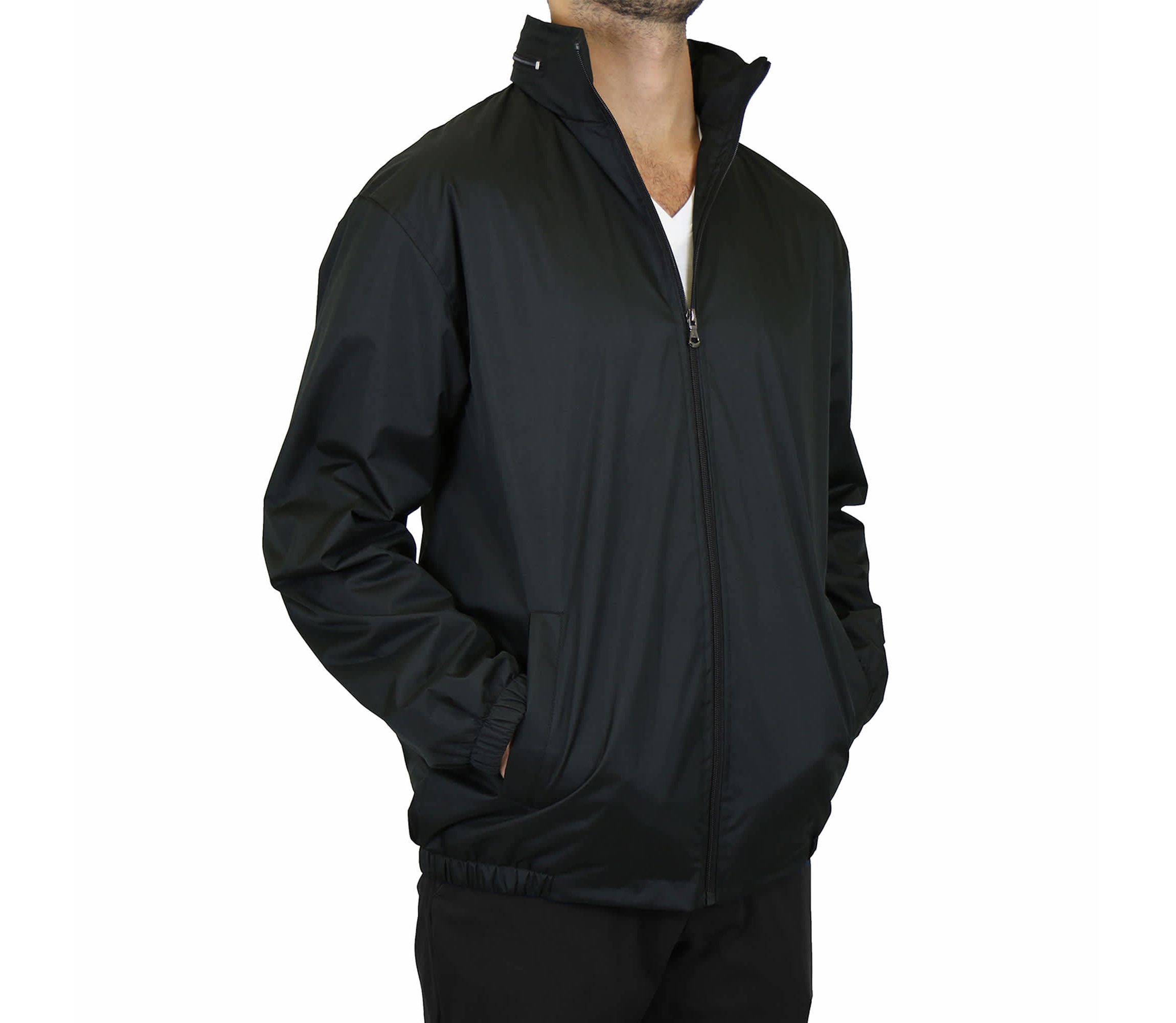 Men’s Fleece Lined Windbreaker Jacket Coat With Tuck In Hood