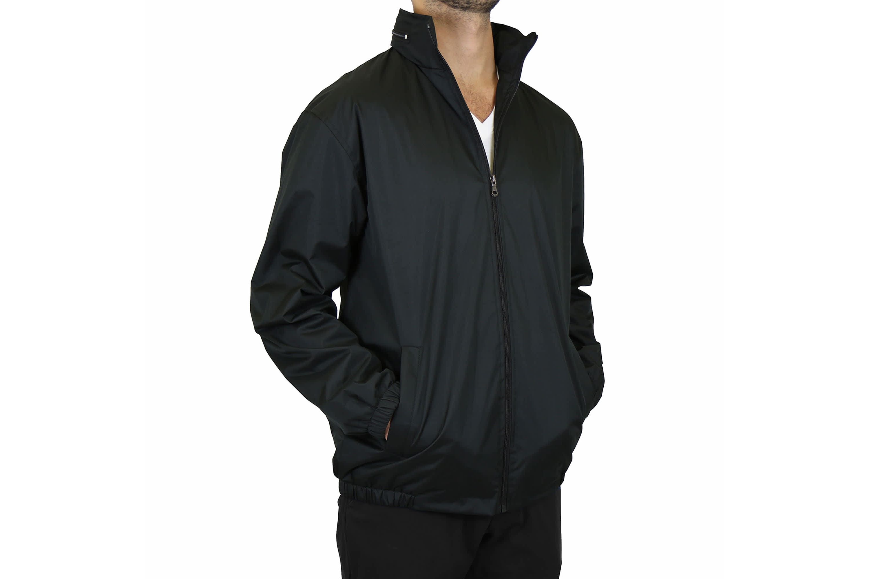 Men’s Fleece Lined Windbreaker Jacket Coat With Tuck In Hood