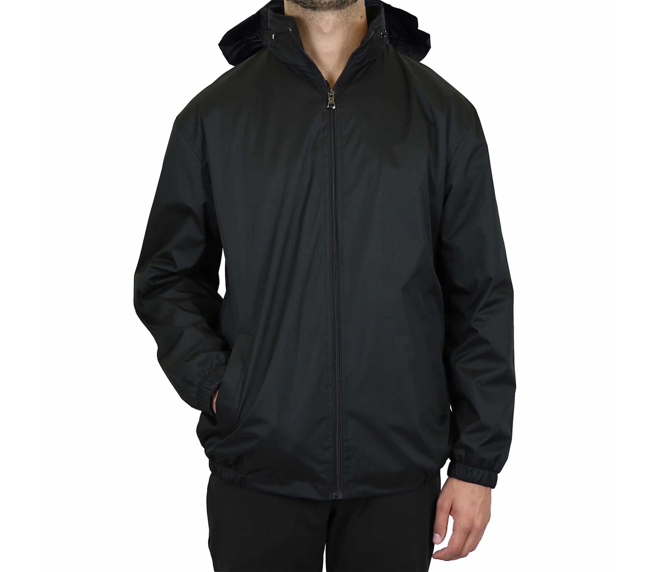 Men’s Fleece Lined Windbreaker Jacket Coat With Tuck In Hood