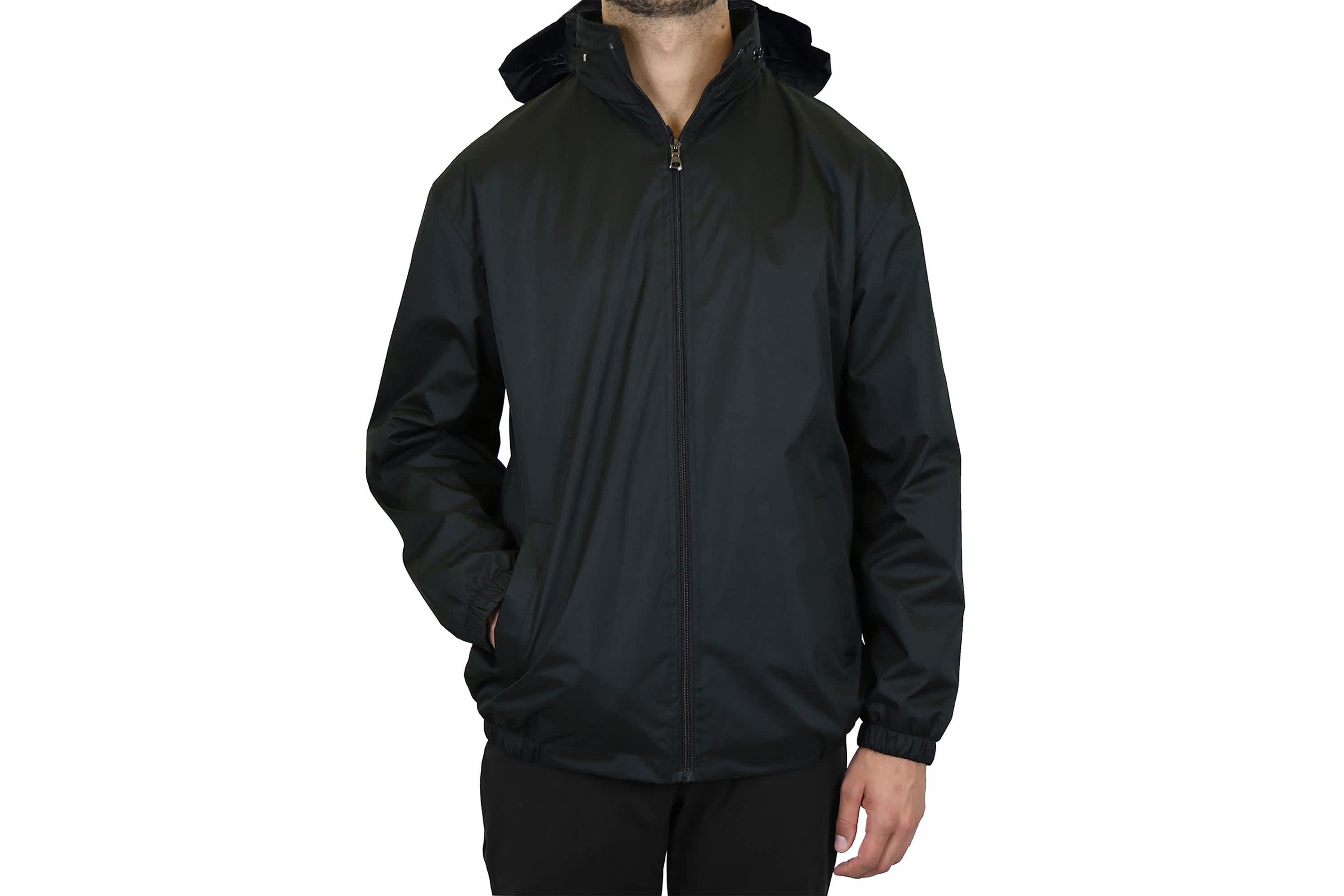 Men’s Fleece Lined Windbreaker Jacket Coat With Tuck In Hood