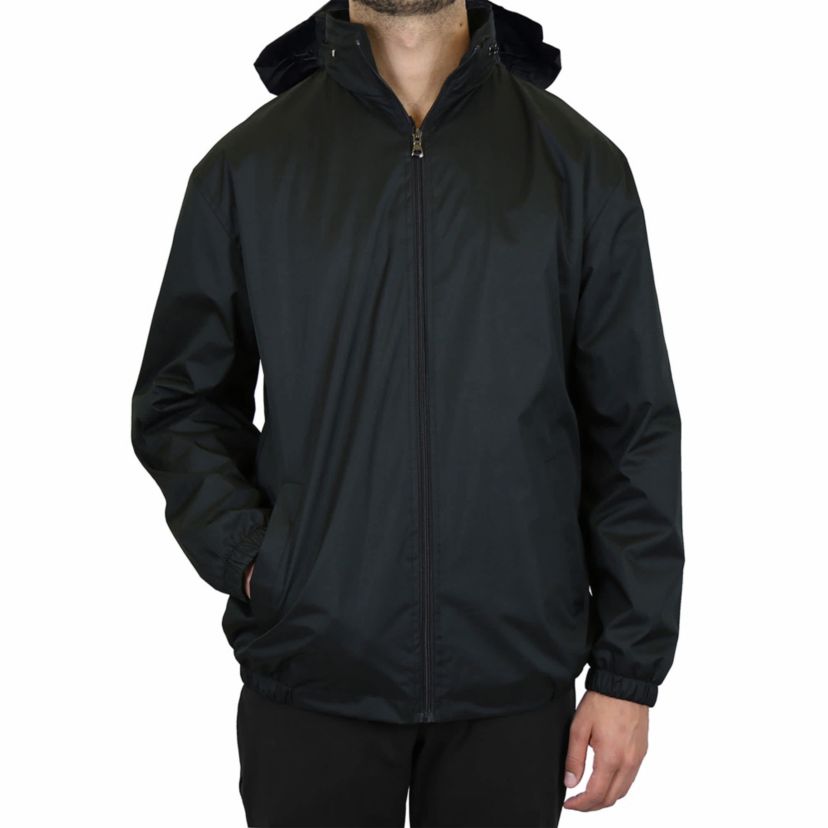 Men’s Fleece Lined Windbreaker Jacket Coat With Tuck In Hood