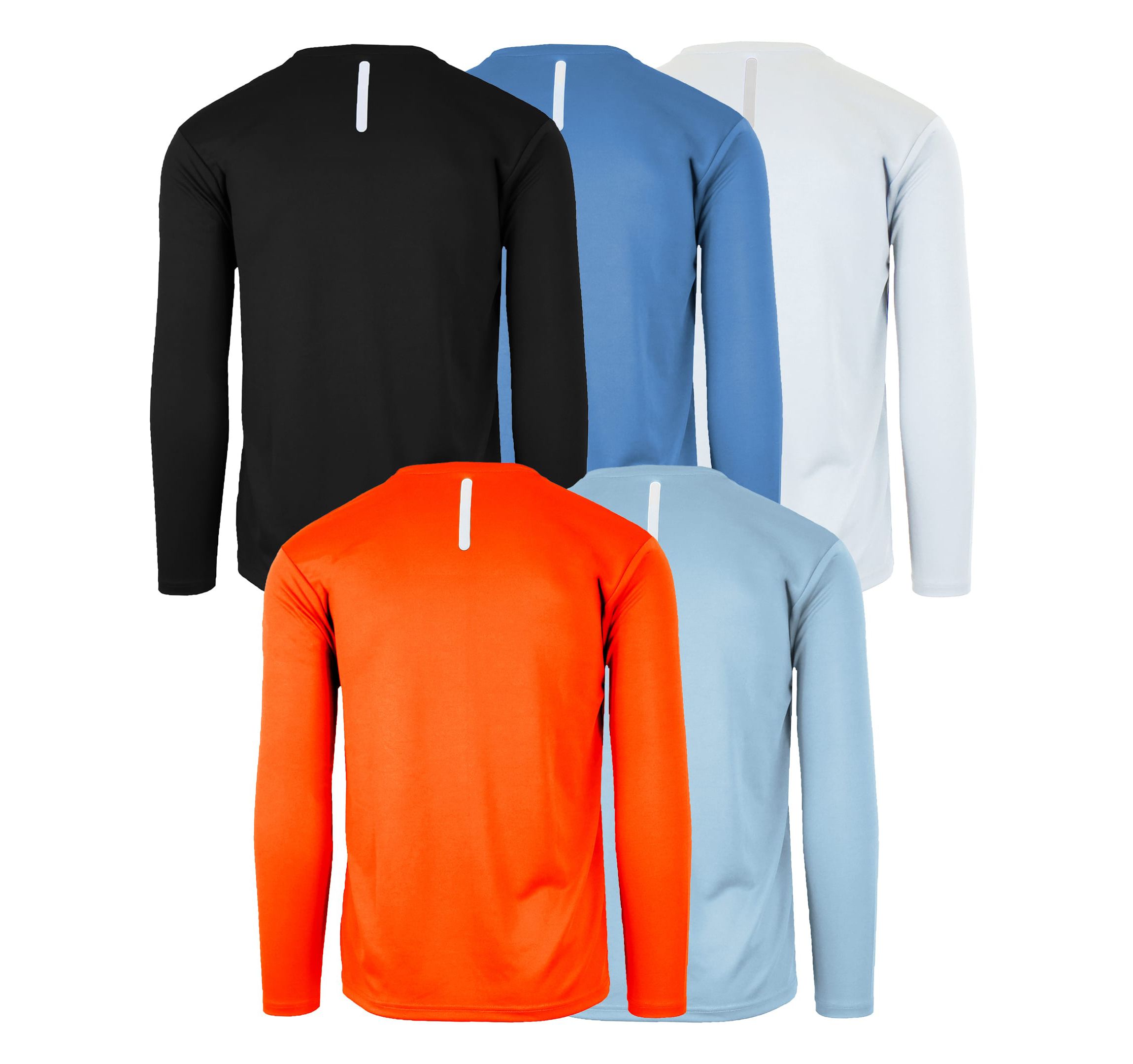 Mens Long Sleeve Moisture-Wicking Performance Crew Neck Tee -5 Pack