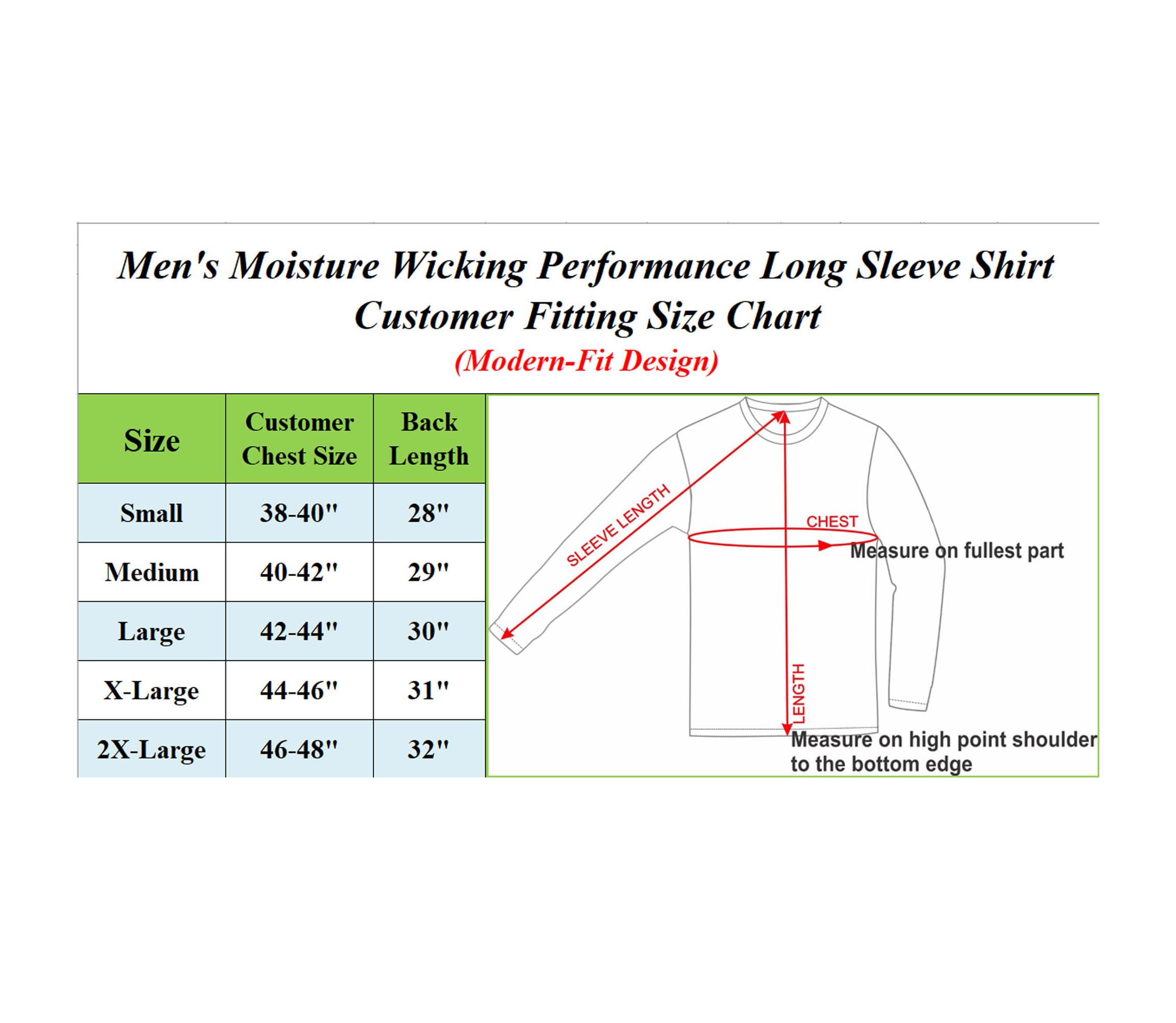 Mens Long Sleeve Moisture-Wicking Performance Crew Neck Tee -5 Pack