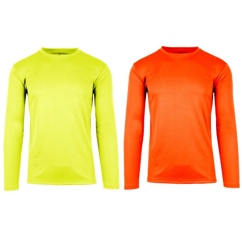 Long Sleeve Moisture-Wicking Performance Crew Neck Tee -2 Pack