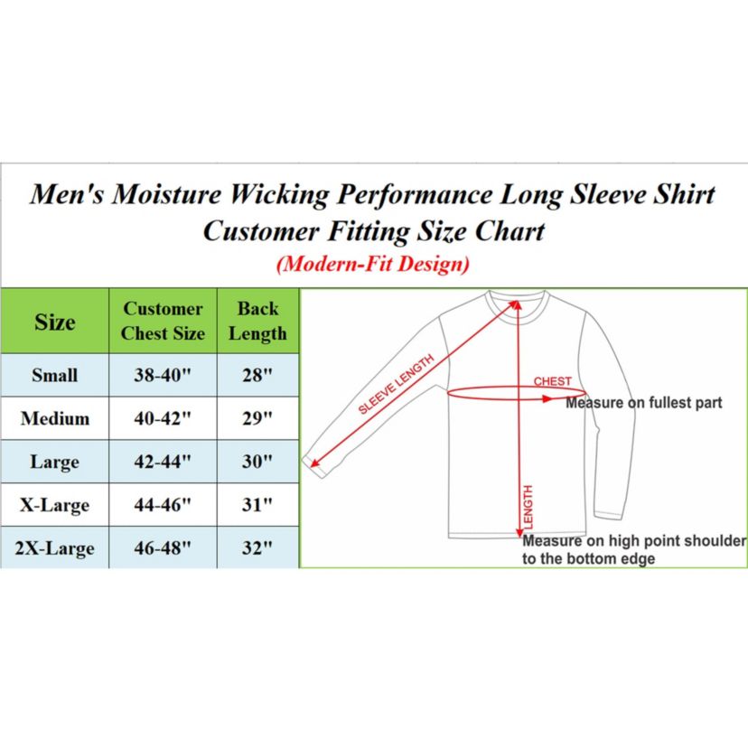 Long Sleeve Moisture-Wicking Performance Crew Neck Tee -2 Pack