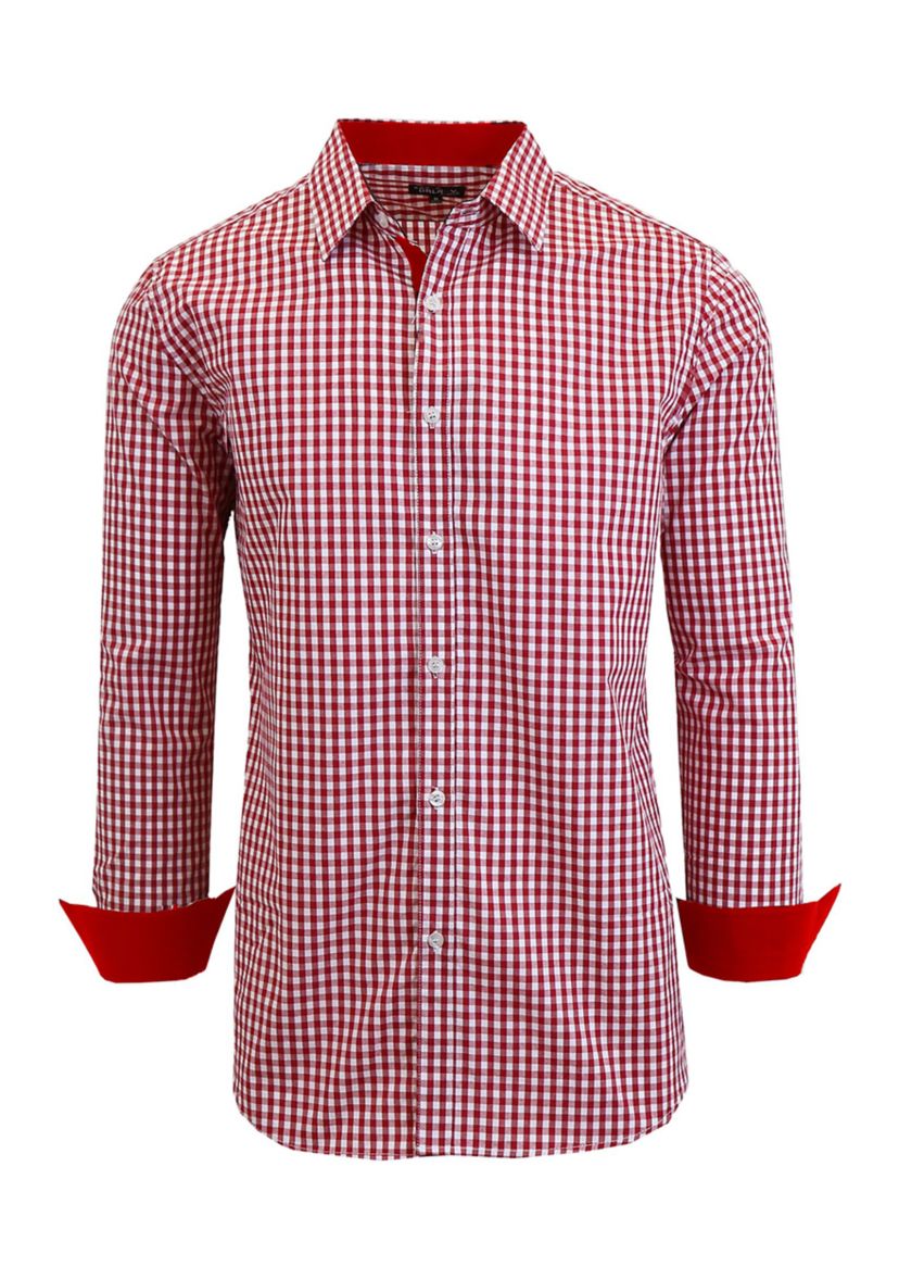 Long Sleeve Gingham Dress Shirt