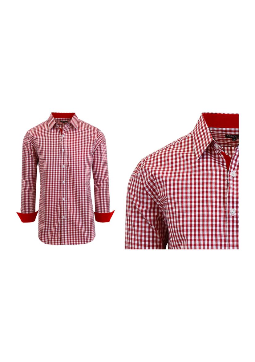 Long Sleeve Gingham Dress Shirt