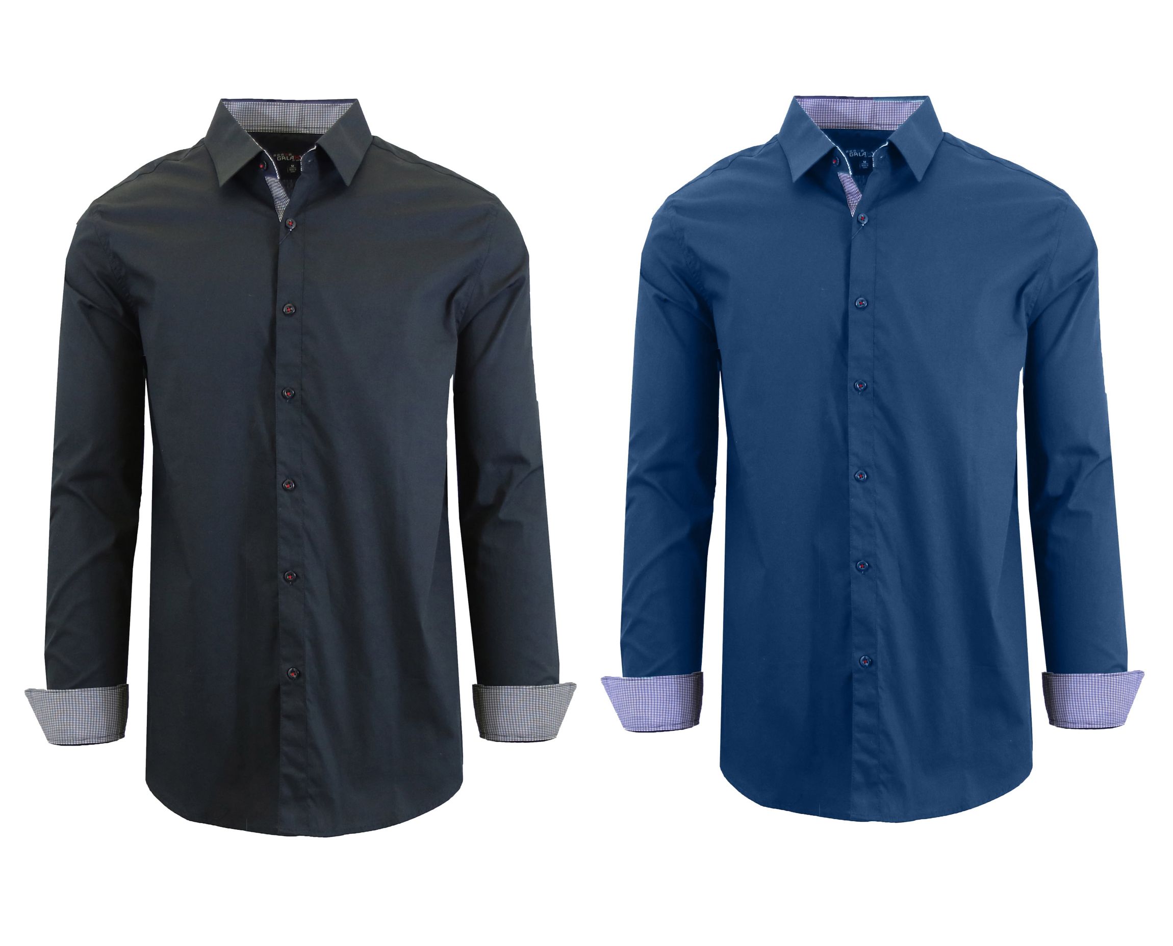 Galaxy By Harvic Mens Long Sleeve Slim-Fit Solid Dress Shirts-2 Pack