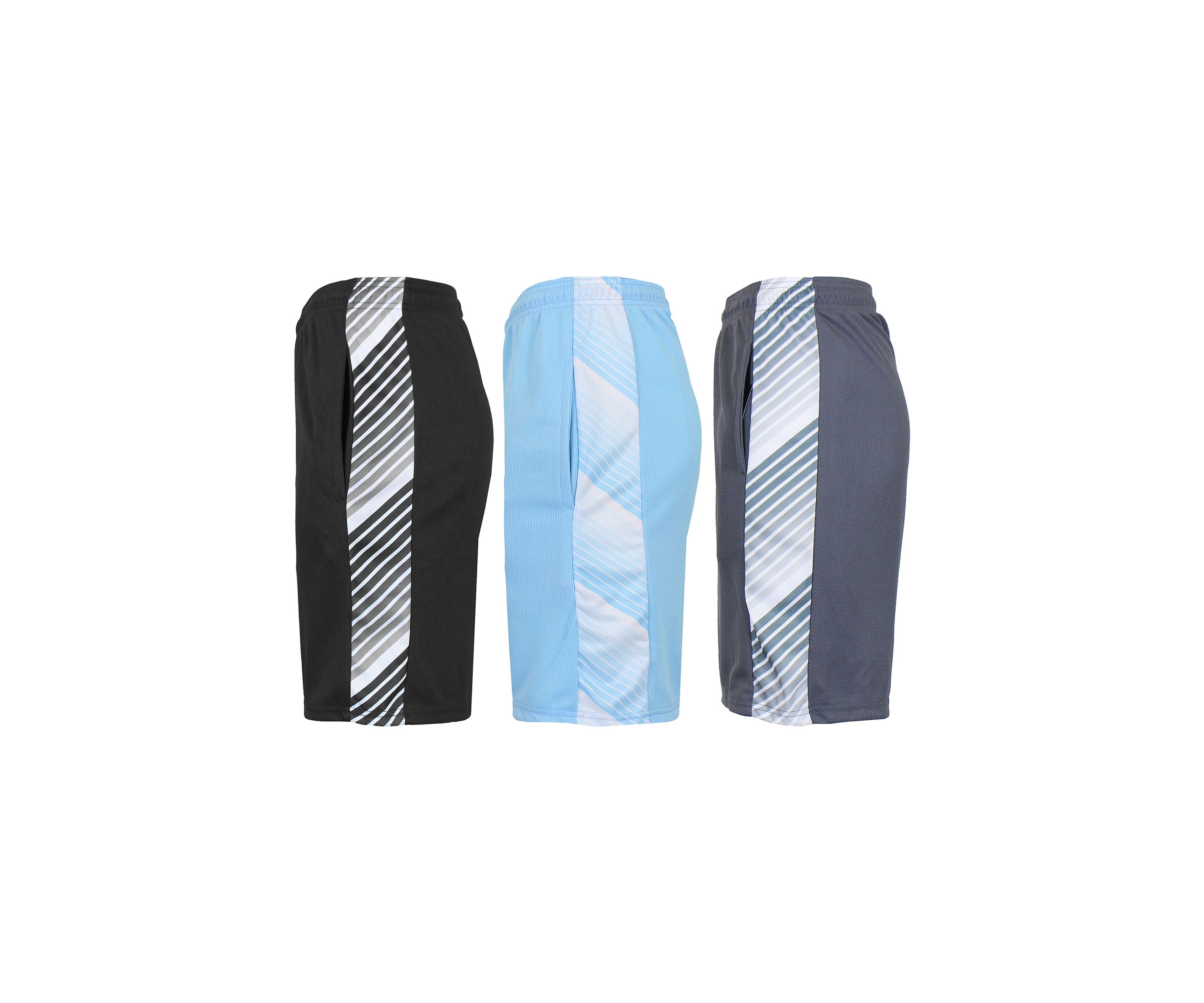 Mens Moisture Wicking Performance Mesh Shorts With Side Trim Design-3 Pack