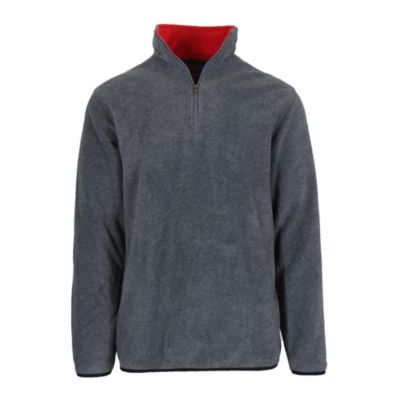 Stone Mountain Men's Polar Fleece Pullover Quarter Zip Sweater, Grey, Large