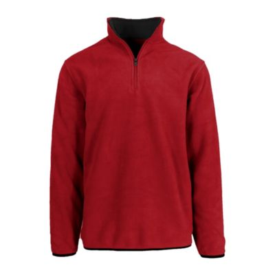 Stone Mountain Men's Polar Fleece Pullover Quarter Zip Sweater, Red, Large