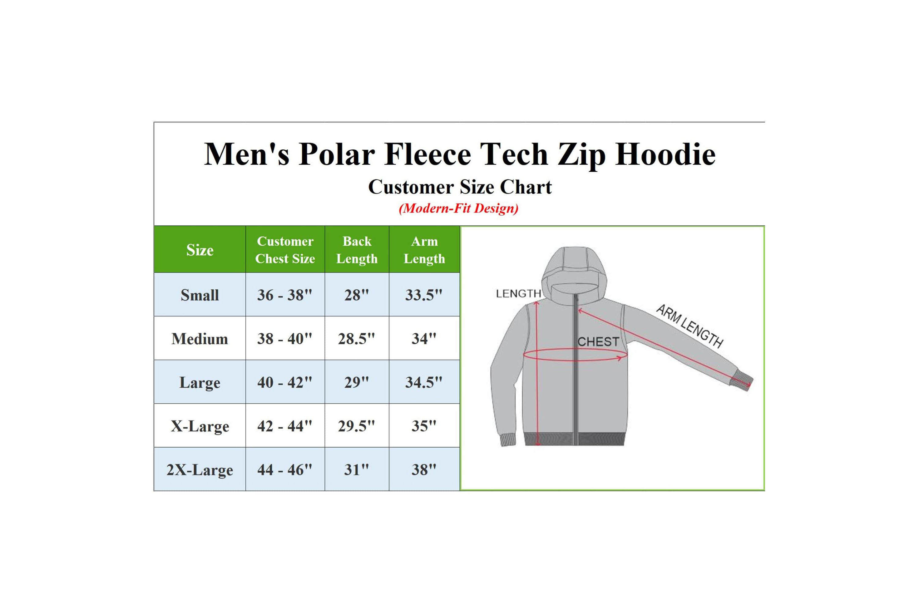 Mens Polar Fleece Tech Zip Hoodie