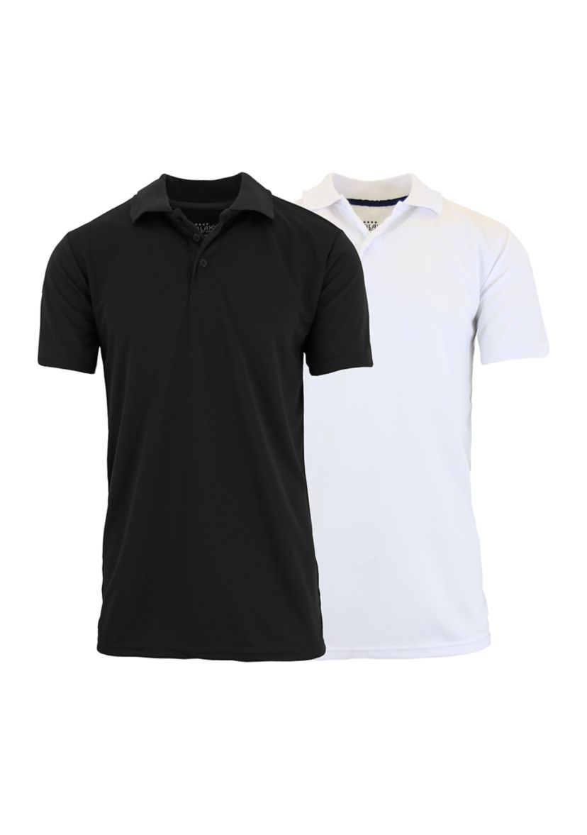  Mens Tagless Dry Fit Polo Shirt 2 Pack 
