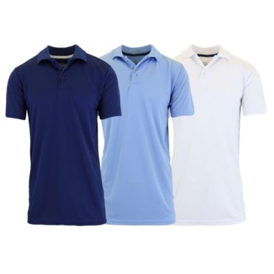 Galaxy by Harvic Men's Tagless Dry-Fit Moisture-Wicking Polo Shirt - 3 Pack, Blue, 3XL