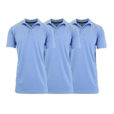 Galaxy by Harvic Men's Tagless Dry-Fit Moisture-Wicking Polo Shirt - 3 Pack, Blue, Medium