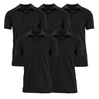 Galaxy by Harvic Men's Tagless Dry-Fit Moisture-Wicking Polo Shirt - 5 Pack, Small