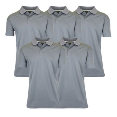 Galaxy by Harvic Men's Tagless Dry-Fit Moisture-Wicking Polo Shirt - 5 Pack, Medium