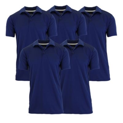 Galaxy by Harvic Men's Tagless Dry-Fit Moisture-Wicking Polo Shirt - 5 Pack